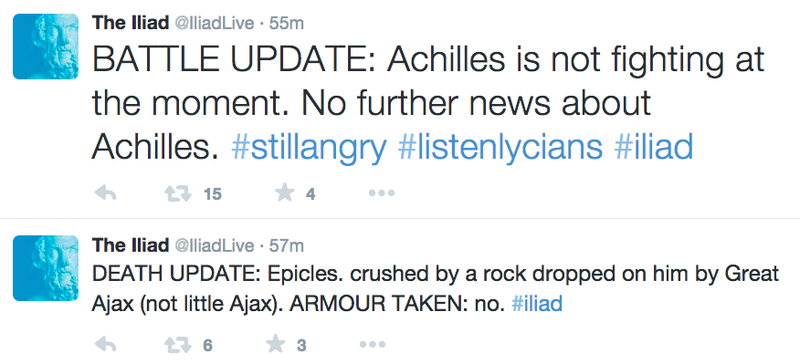 Illustration for article titled This Livetweeting of "The Iliad" Is the Best Thing On the Internet Today